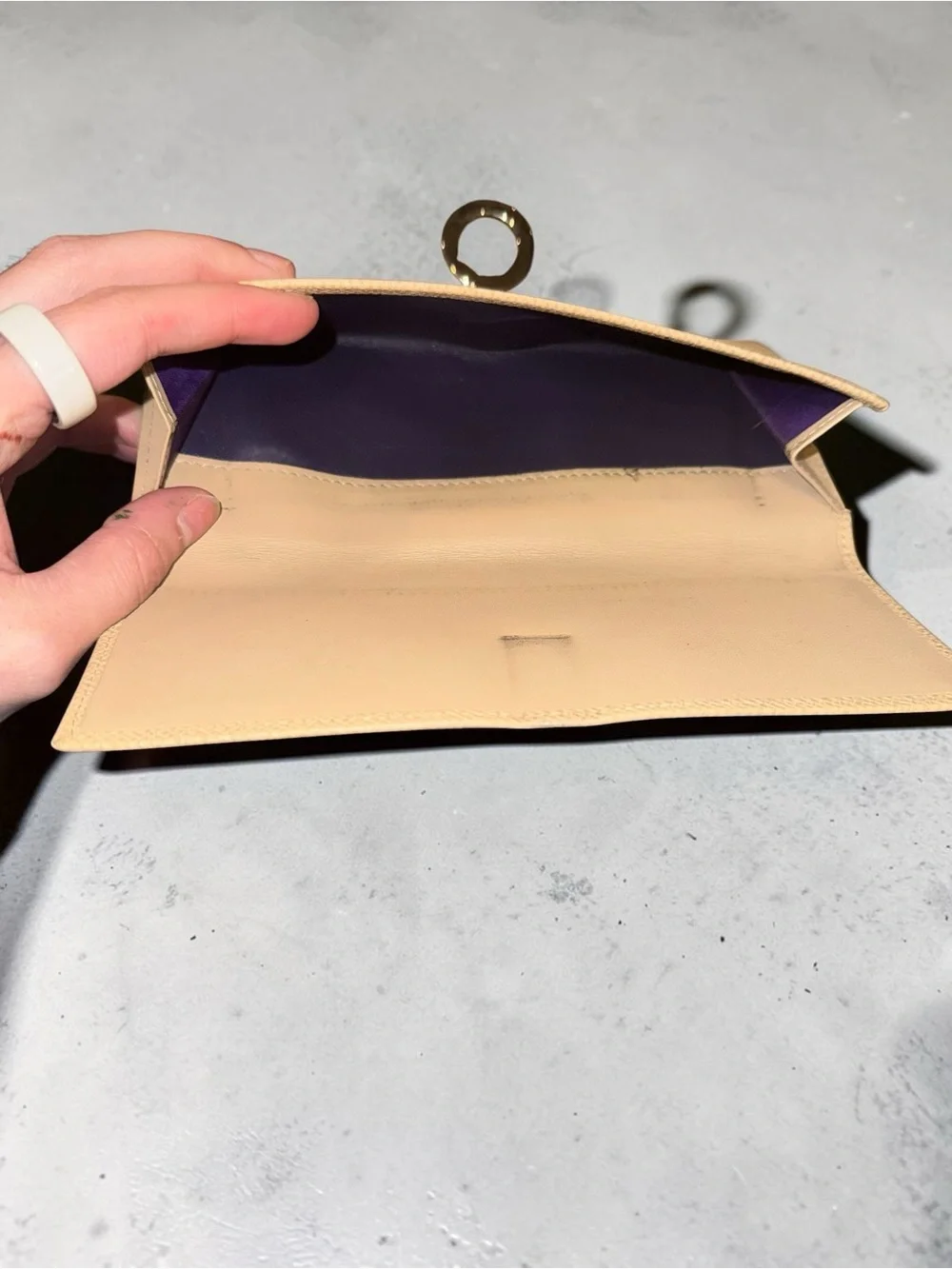 Bvlgari Leather Long Wallet with Circular Metal Clasp